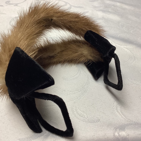 FUR HEADBAND with velvet bow - Picture 6 of 7